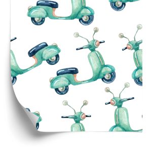 Behang Met Waterverf Geschilderde Scooters