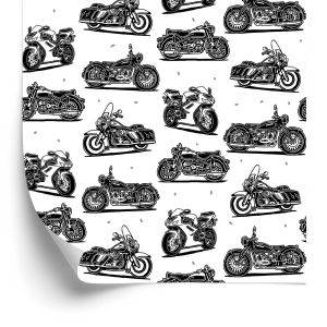 Behang Zwart-Witte Motorfietsen