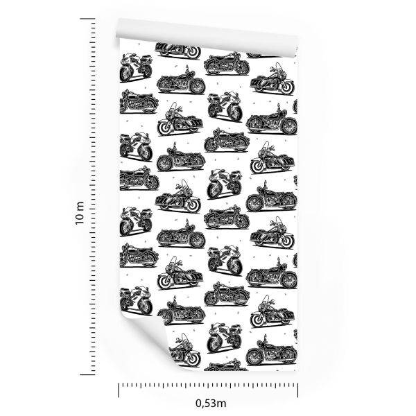 Behang Zwart-Witte Motorfietsen - Afbeelding 8