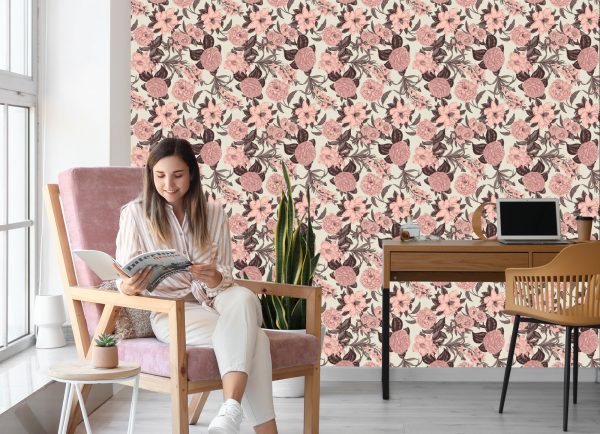 Behang Pastelkleurige Bloemen In Vintage Stijl - Afbeelding 7