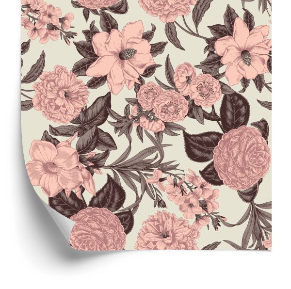 Behang Pastelkleurige Bloemen In Vintage Stijl