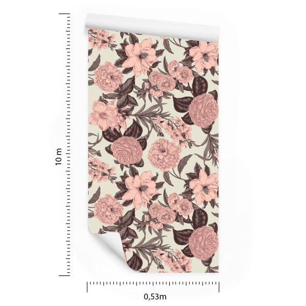 Behang Pastelkleurige Bloemen In Vintage Stijl - Afbeelding 8