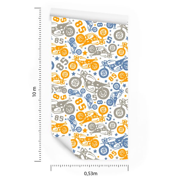 Behang Kleurrijke Motorfietsen - Afbeelding 8