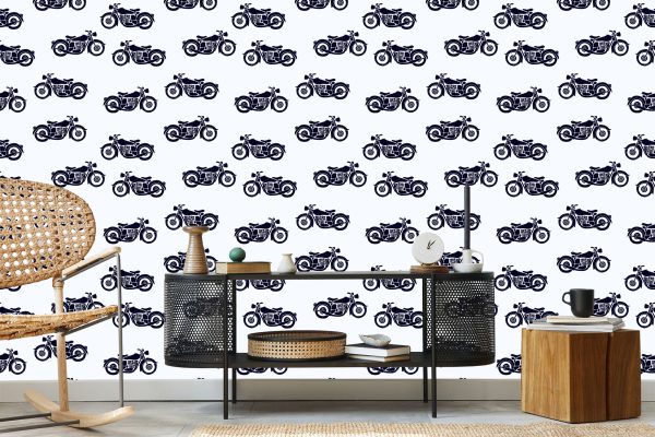Behang Zwart-Witte Vintage Motorfietsen - Afbeelding 5