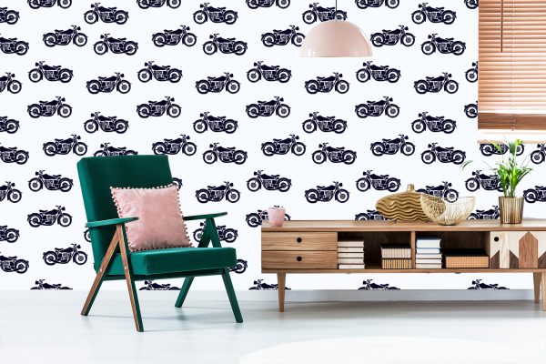 Behang Zwart-Witte Vintage Motorfietsen - Afbeelding 6