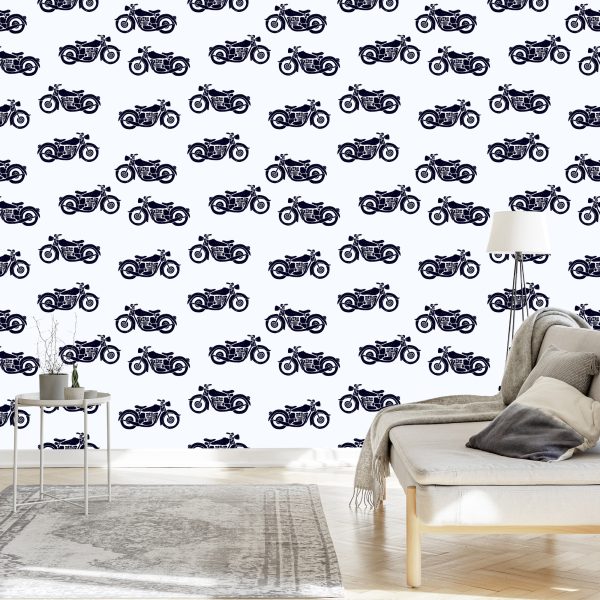 Behang Zwart-Witte Vintage Motorfietsen - Afbeelding 3