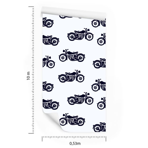 Behang Zwart-Witte Vintage Motorfietsen - Afbeelding 8