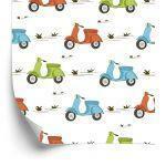 Behang Kleurrijke Retro Scooters