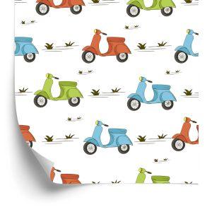 Behang Kleurrijke Retro Scooters