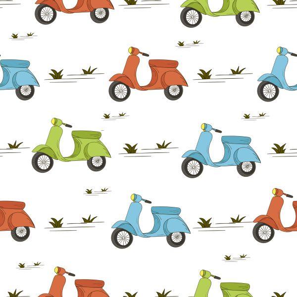Behang Kleurrijke Retro Scooters - Afbeelding 2