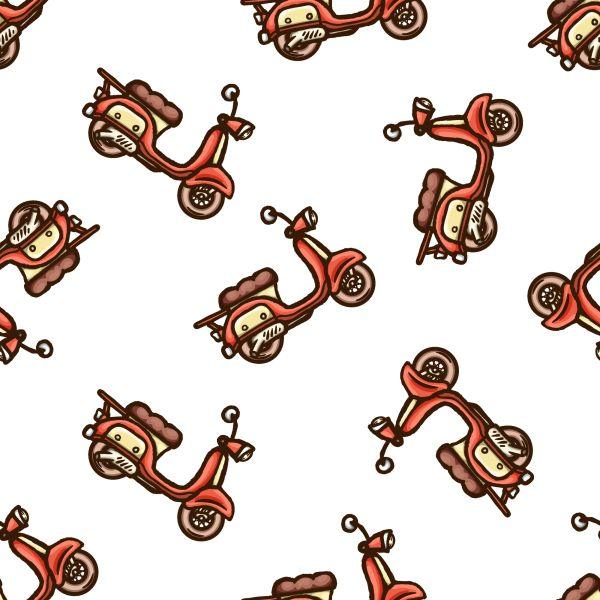 Behang Getekende Scooters - Afbeelding 2