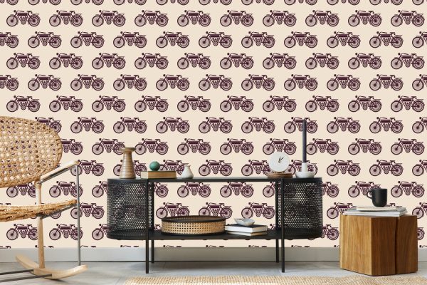 Behang Schetsen Van Vintage Motorfietsen - Afbeelding 5