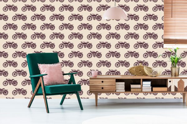 Behang Schetsen Van Vintage Motorfietsen - Afbeelding 6