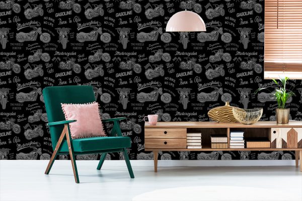 Behang Vintage Motorfietsen Met Opschriften - Afbeelding 6