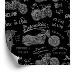Behang Vintage Motorfietsen Met Opschriften