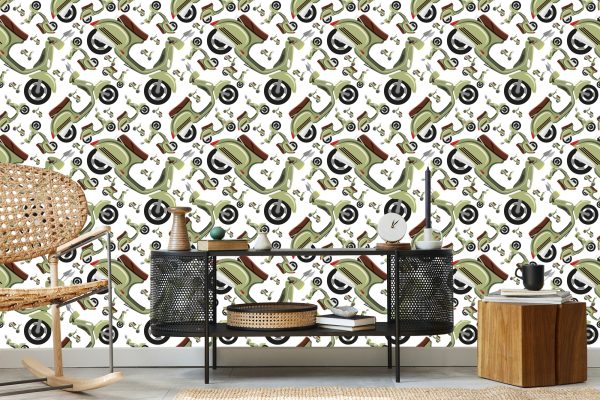 Behang Vintage Scooters - Afbeelding 5