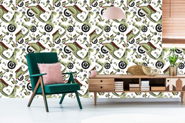 Behang Vintage Scooters - Afbeelding 6
