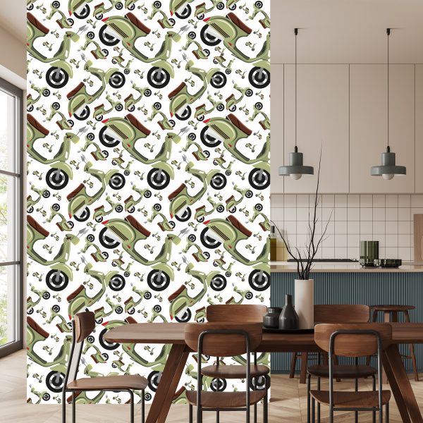 Behang Vintage Scooters - Afbeelding 4