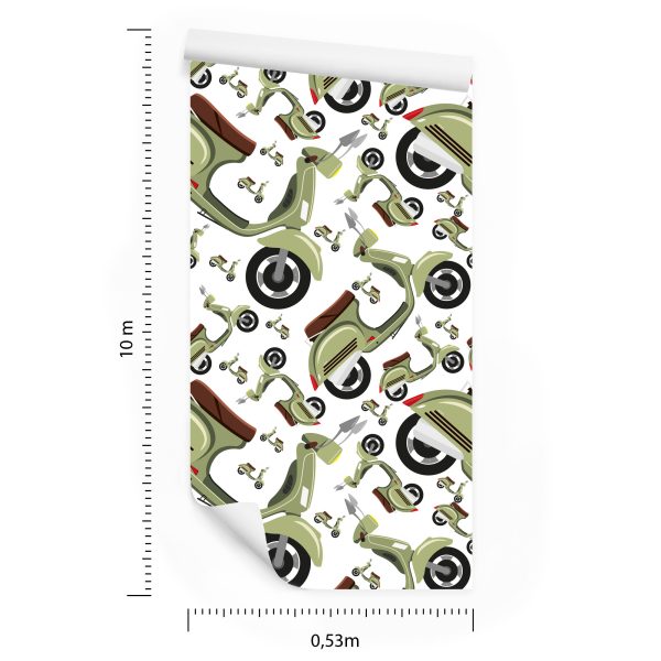 Behang Vintage Scooters - Afbeelding 8