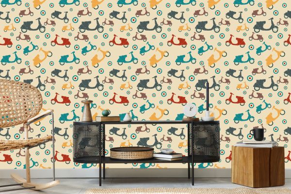 Behang Vintage Scooters - Afbeelding 5