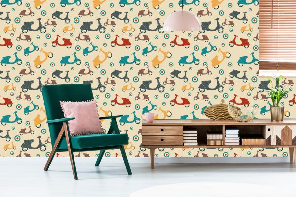 Behang Vintage Scooters - Afbeelding 6