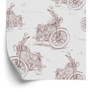 Behang Geschetste Retro 3D-Motorfietsen