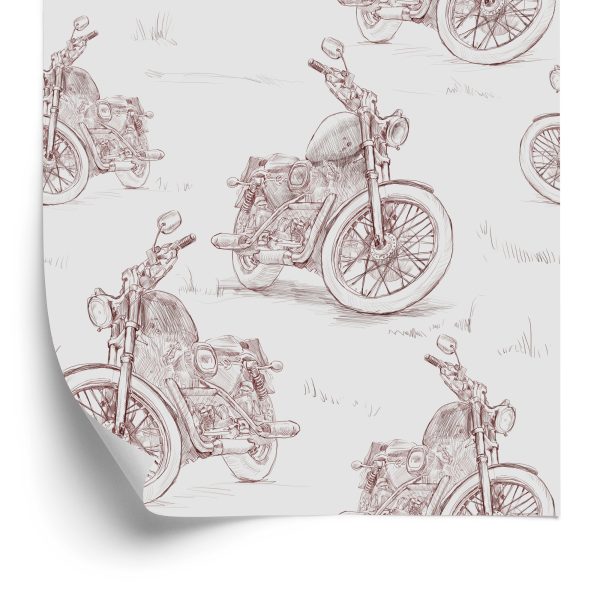 Behang Geschetste Retro 3D-Motorfietsen