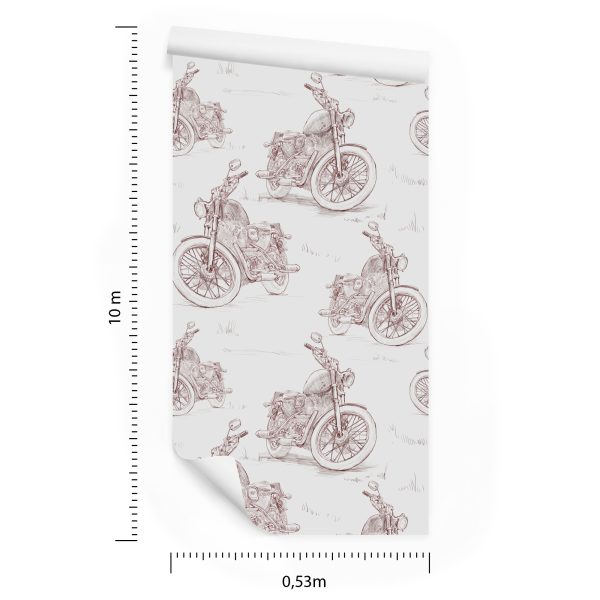 Behang Geschetste Retro 3D-Motorfietsen - Afbeelding 8