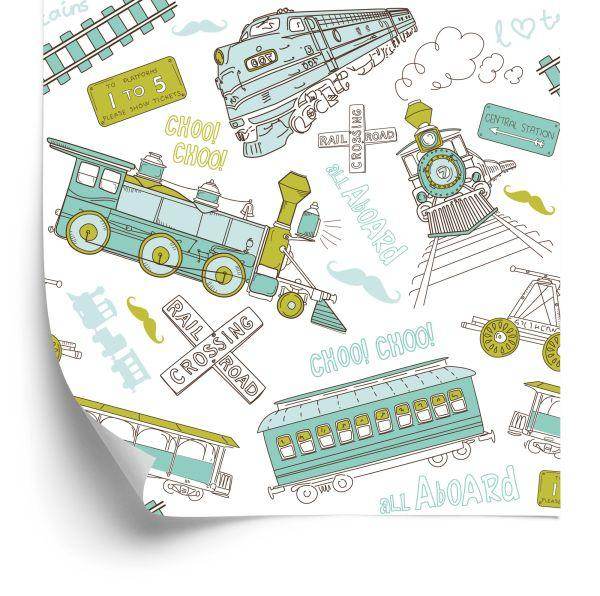 Behang Retro Locomotieven