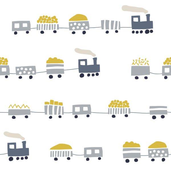 Behang Sprookjesachtige Stoomlocomotieven Met Wagons - Afbeelding 2