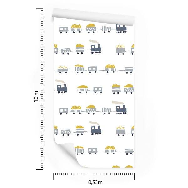 Behang Sprookjesachtige Stoomlocomotieven Met Wagons - Afbeelding 8
