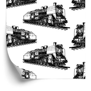 Behang Zwart-Witte Stoomlocomotieven