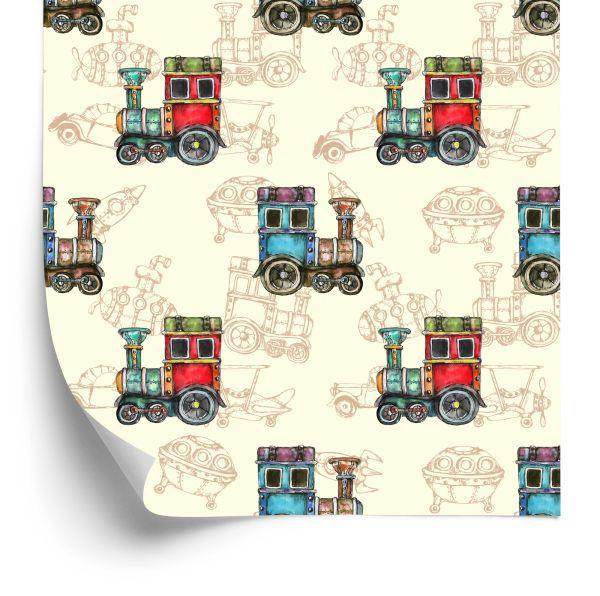 Behang Speelgoed Vintage Stoomlocomotieven
