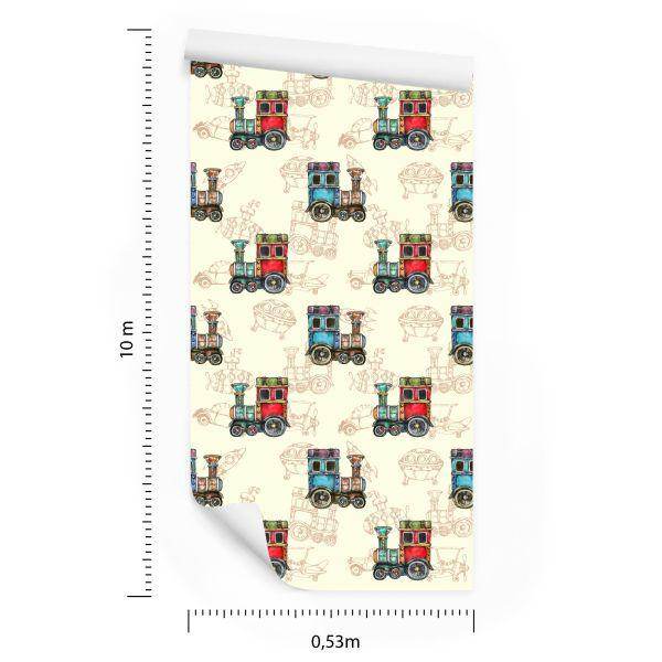 Behang Speelgoed Vintage Stoomlocomotieven - Afbeelding 8