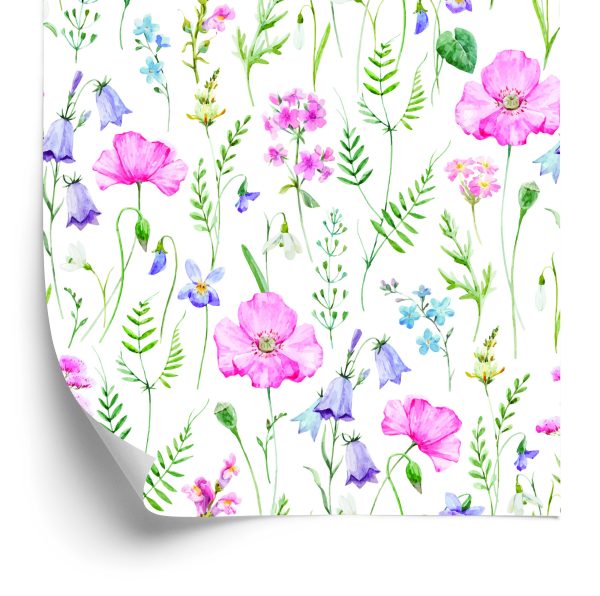 Behang Gevoelige Bloemen Geschilderd Met Waterverf