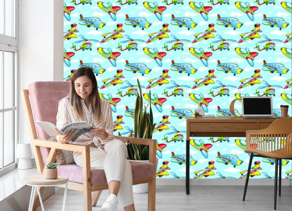 Behang Kleurrijke Speelgoedvliegtuigen - Afbeelding 7