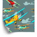 Behang Kleurrijke Retro Vliegtuigen