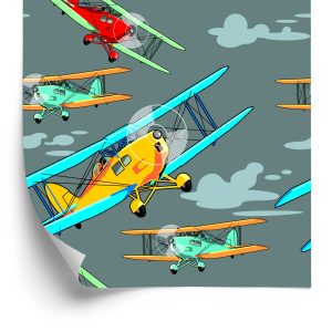 Behang Kleurrijke Retro Vliegtuigen