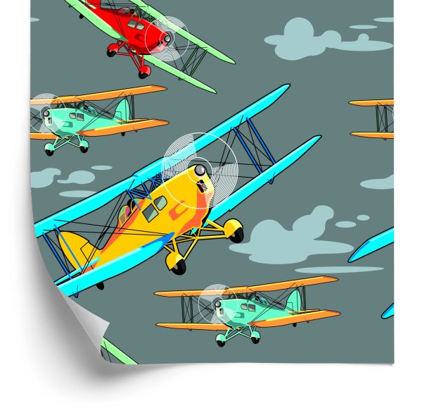 Behang Kleurrijke Retro Vliegtuigen