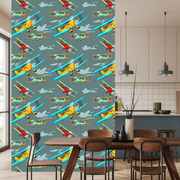 Behang Kleurrijke Retro Vliegtuigen - Afbeelding 4