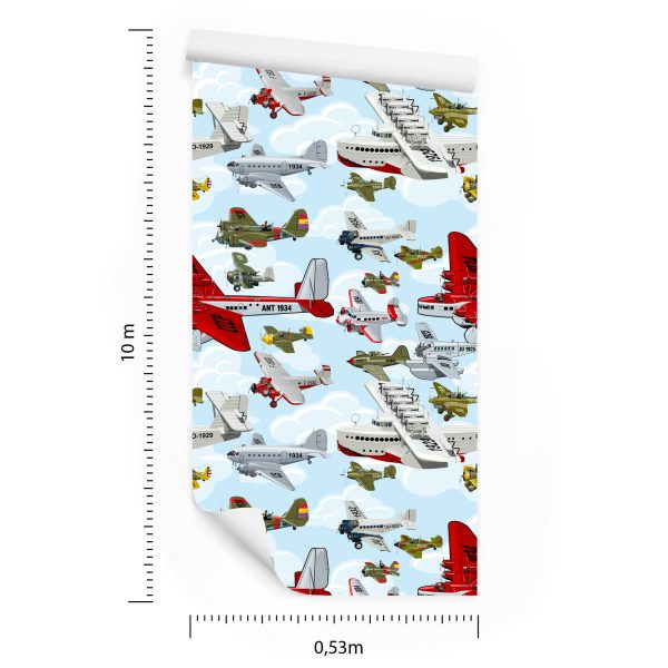 Behang Kleurrijke Vintage Vliegtuigen - Afbeelding 8