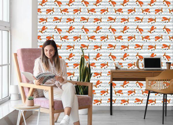 Behang Sprookjesachtige Retro Vliegtuigen - Afbeelding 7