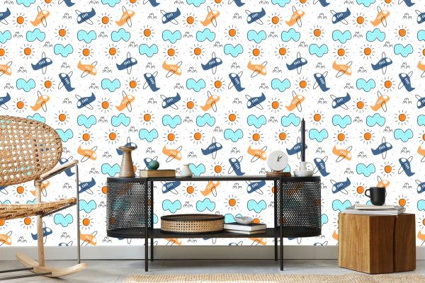 Behang Minimalistische Sprookjesvliegtuigen - Afbeelding 5