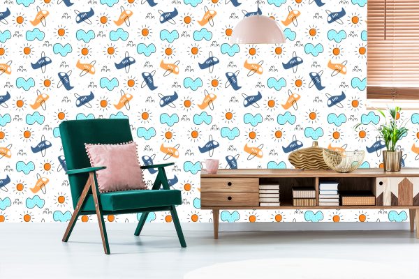Behang Minimalistische Sprookjesvliegtuigen - Afbeelding 6
