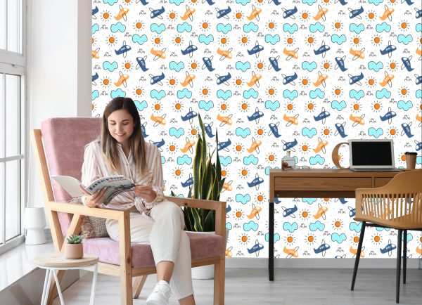 Behang Minimalistische Sprookjesvliegtuigen - Afbeelding 7