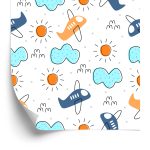 Behang Minimalistische Sprookjesvliegtuigen