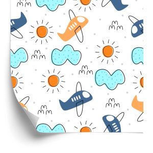 Behang Minimalistische Sprookjesvliegtuigen