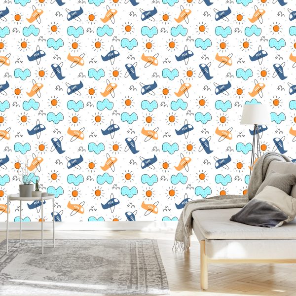Behang Minimalistische Sprookjesvliegtuigen - Afbeelding 3