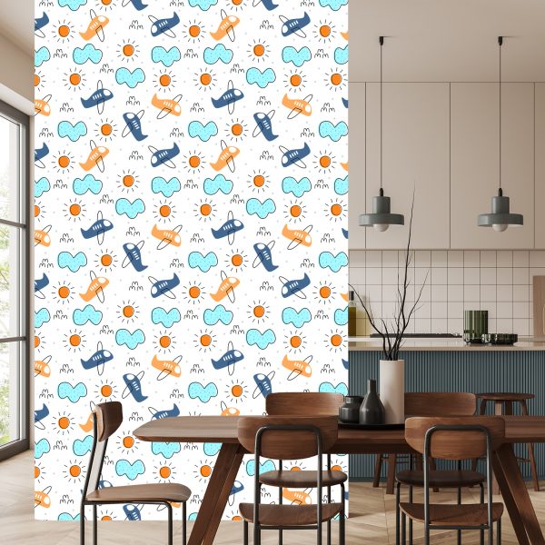 Behang Minimalistische Sprookjesvliegtuigen - Afbeelding 4