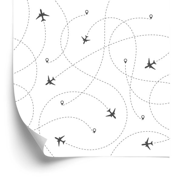 Behang Vliegtuigroutes